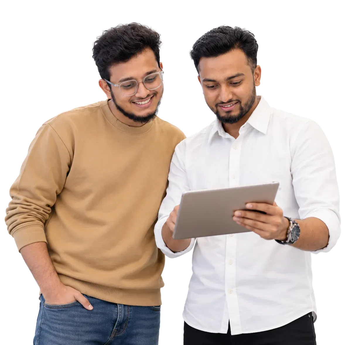 The Probfly IT founders reviewing work on a tablet